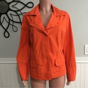 Chico’s Lightweight Fall Jacket Tangerine One Button Closure size XL (3)